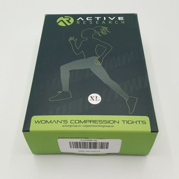 Women's Compression Tights By Active Research Black w/ Zipper On Back - Size XL - Picture 1 of 8